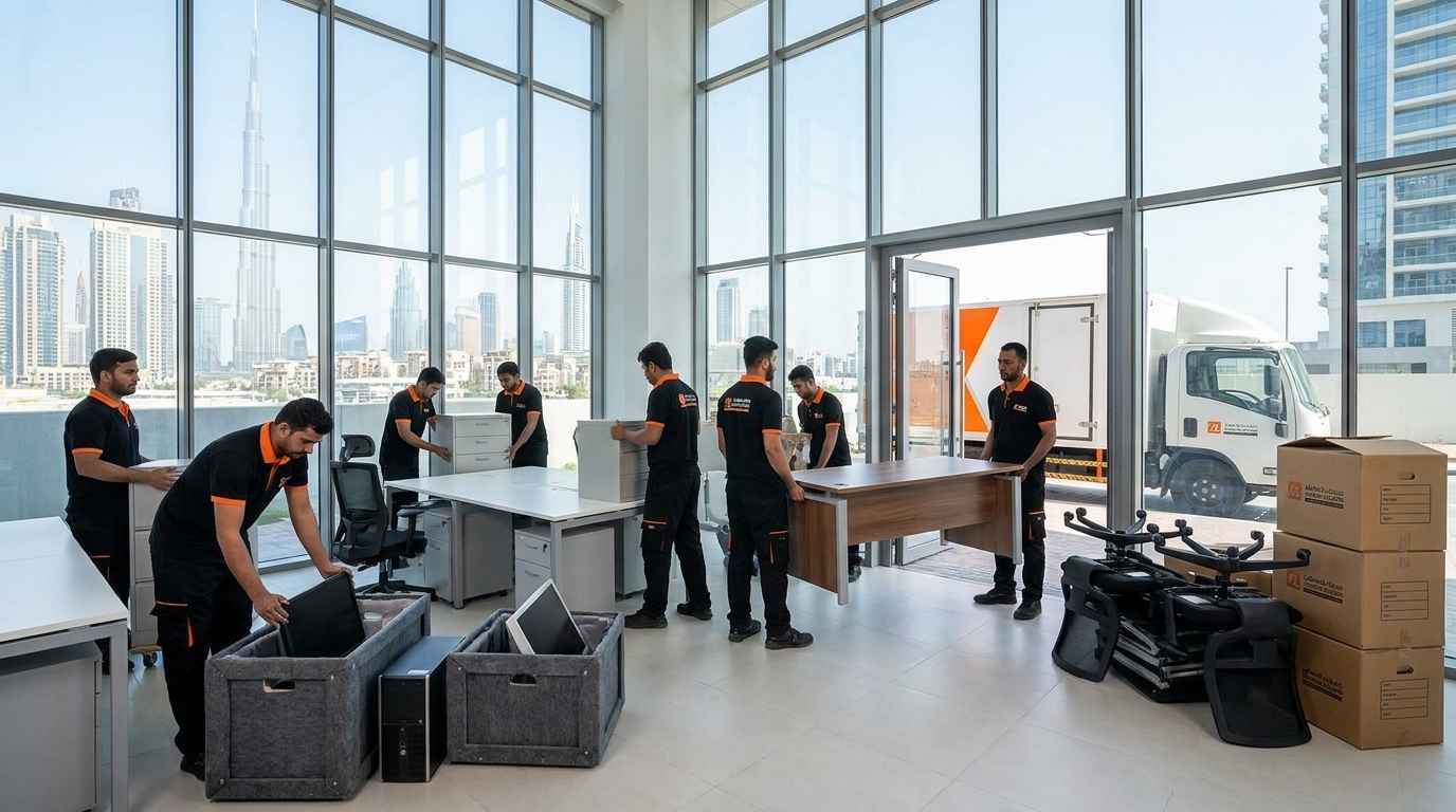 Professional office clearance service in Dubai removing furniture and equipment